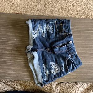 Distressed Dark Blue American Eagle Jean Shorts